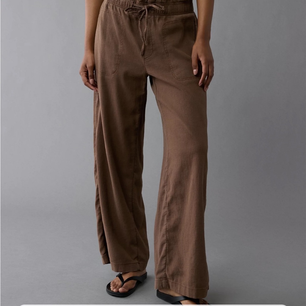 AE Dreamy Drape Linen-Blend Pull-On Pant